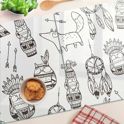 Deska kuchenna szklana Motyw etniczny z zwierzętami