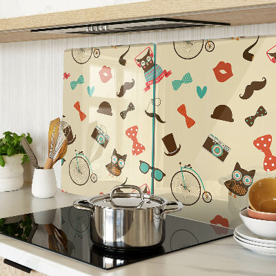 Szklana deska do krojenia Kotki i akcesoria retro