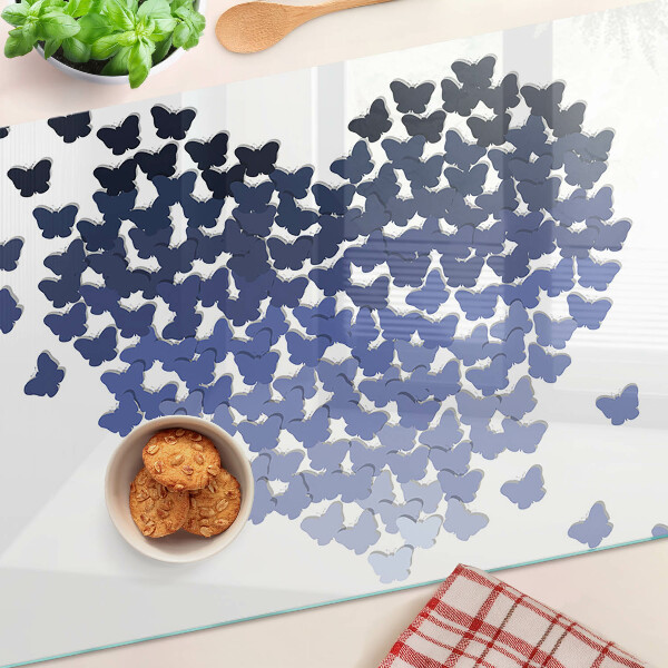 Szklana deska do krojenia Motyw serca z motylami