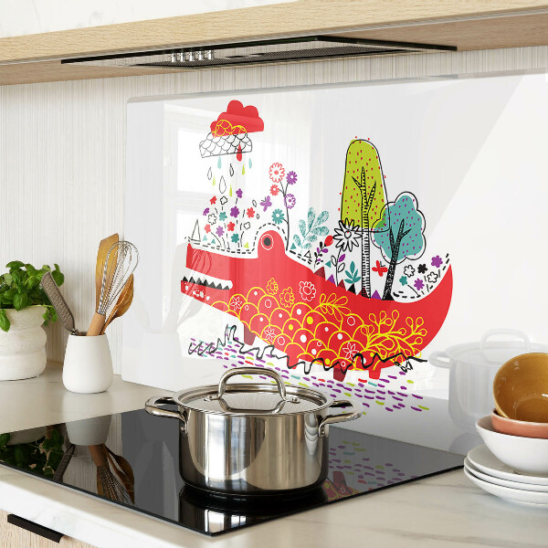 Snijplanken van glas Krokodil in een kleurrijke omgeving