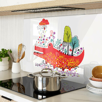 Szklana deska kuchenna Krokodyl w kolorowej scenerii