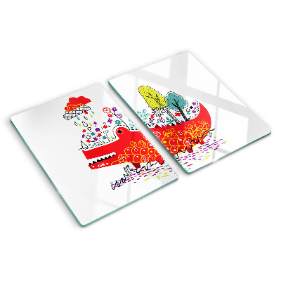 Szklana deska kuchenna Krokodyl w kolorowej scenerii