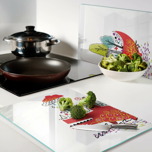 Szklana deska kuchenna Krokodyl w kolorowej scenerii