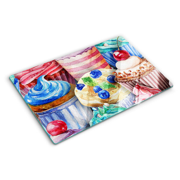 Szklana deska kuchenna Babeczki i kolorowe wypieki