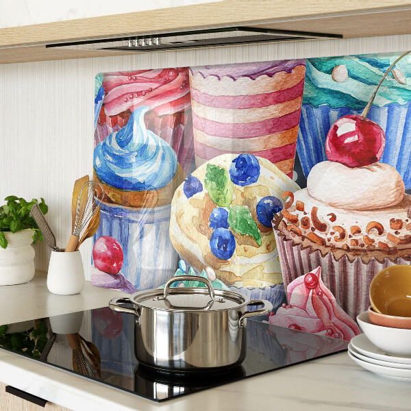 Szklana deska kuchenna Babeczki i kolorowe wypieki