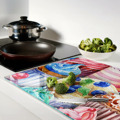 Szklana deska kuchenna Babeczki i kolorowe wypieki