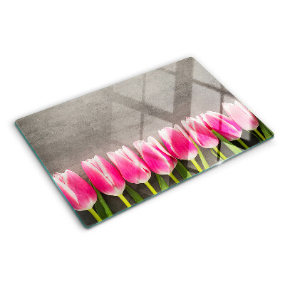 Snijplanken glas Tulpen op een grijze achtergrond
