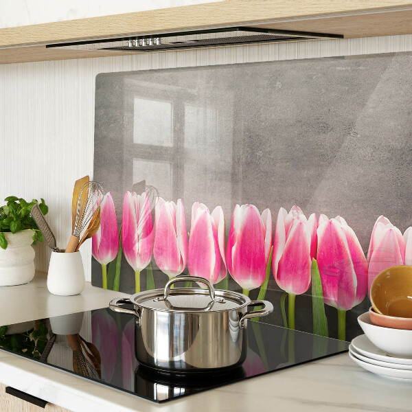 Snijplanken glas Tulpen op een grijze achtergrond