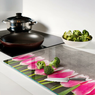 Snijplanken glas Tulpen op een grijze achtergrond