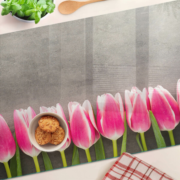 Snijplanken glas Tulpen op een grijze achtergrond