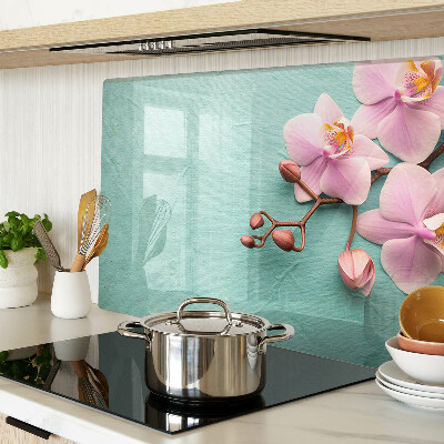 Szklana deska kuchenna Orchidee na tle niebieskim