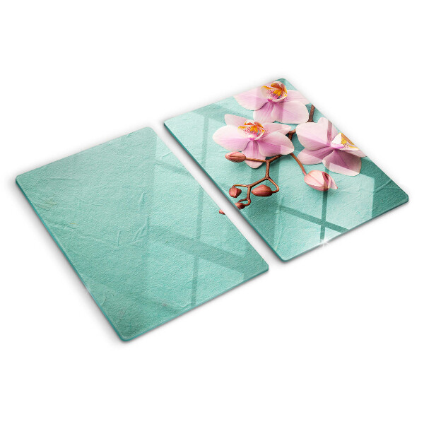 Szklana deska kuchenna Orchidee na tle niebieskim