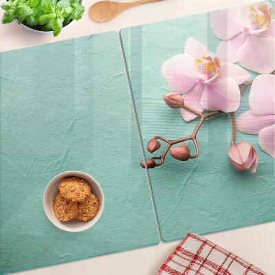 Szklana deska kuchenna Orchidee na tle niebieskim