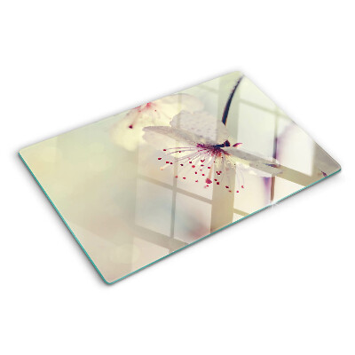 Szklana deska kuchenna Kwiaty na tle geometrycznym