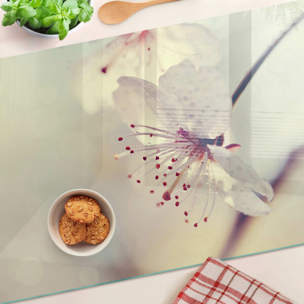 Szklana deska kuchenna Kwiaty na tle geometrycznym