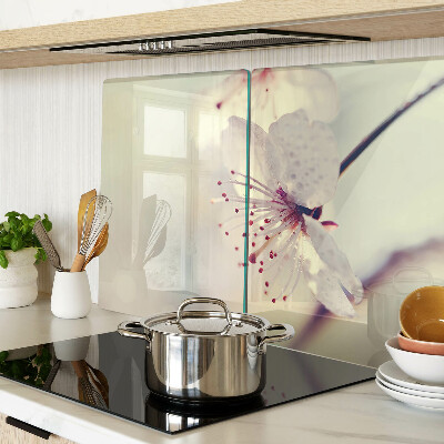 Szklana deska kuchenna Kwiaty na tle geometrycznym