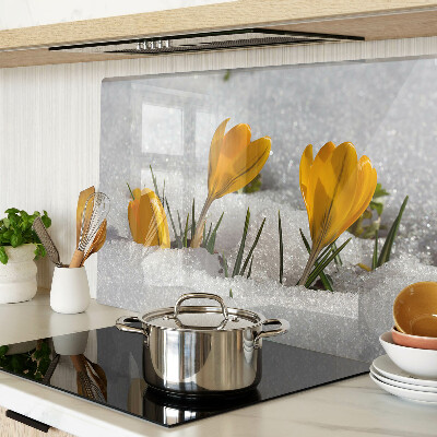 Deska kuchenna szklana Krokusy w śniegu