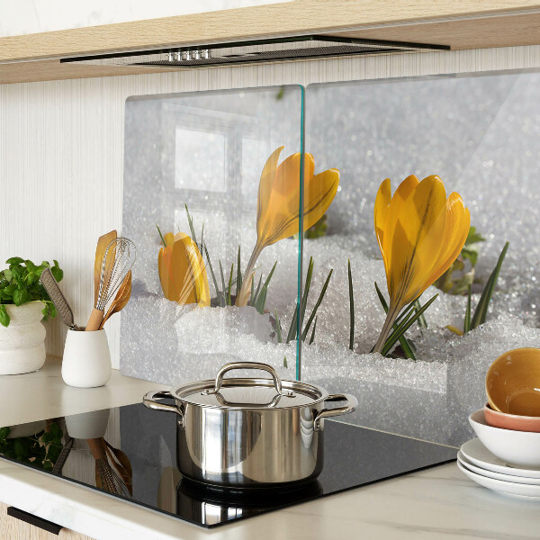 Deska kuchenna szklana Krokusy w śniegu