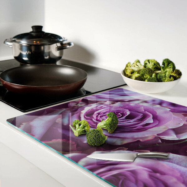 Deska kuchenna szklana Róże w odcieniach fioletu