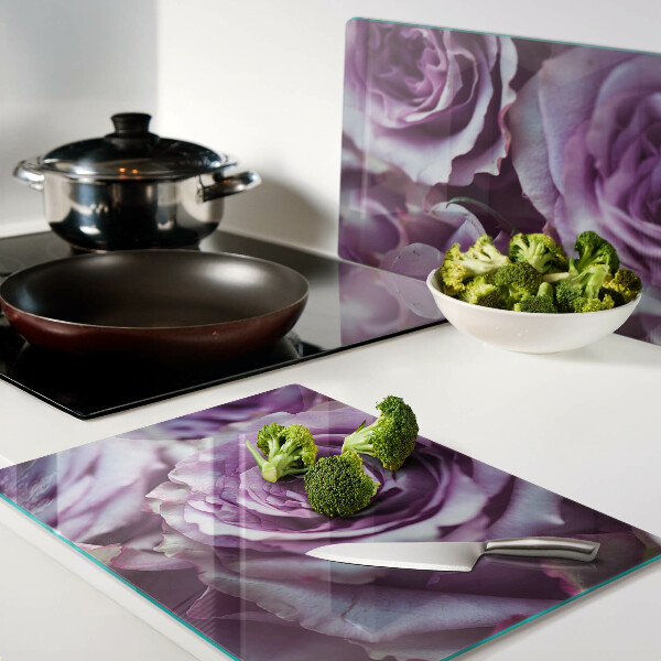 Deska kuchenna szklana Róże w odcieniach fioletu