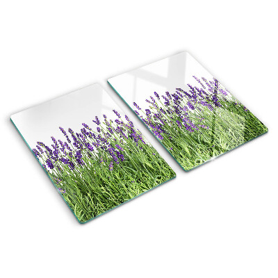 Glazen snijplanken Lavendelveld in de zon