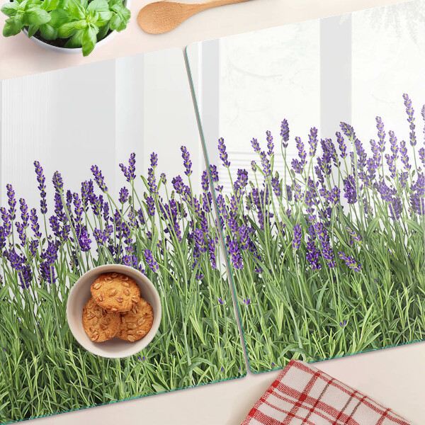 Glazen snijplanken Lavendelveld in de zon