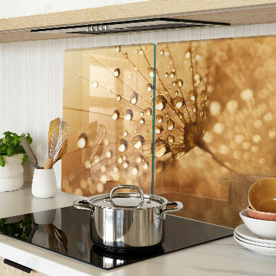 Szklana deska kuchenna Krople wody na dandelionie