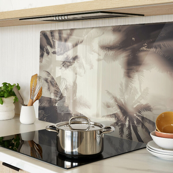 Szklana deska kuchenna Palmy na tle monochromatycznym