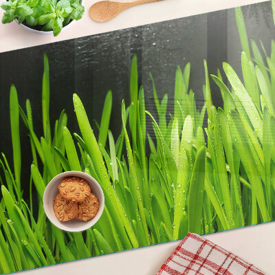 Deska kuchenna szklana Zielona trawa z kroplami wody