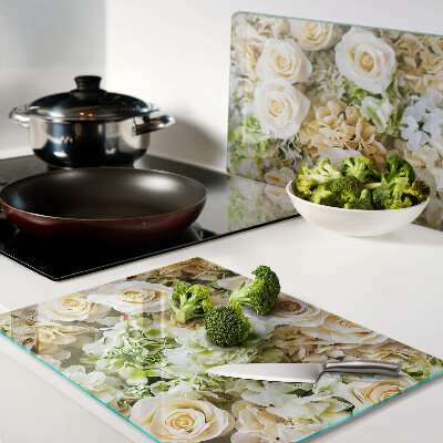 Deska kuchenna szklana Kwiaty w pastelowych odcieniach