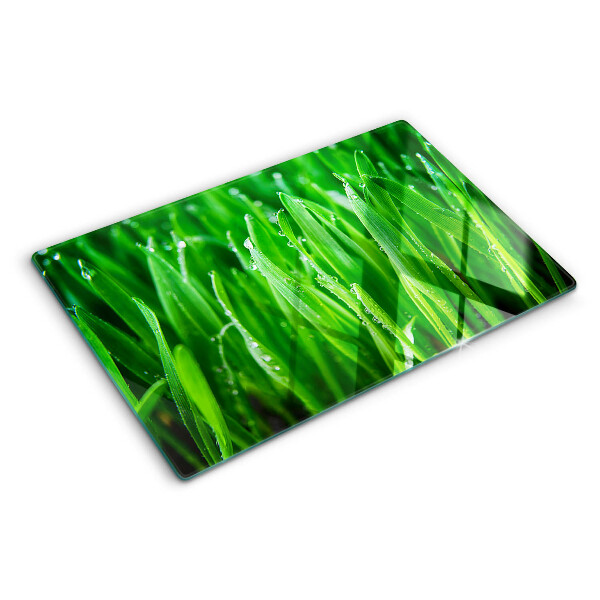 Szklana deska do krojenia Trawa z kroplami wody