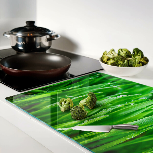 Szklana deska do krojenia Trawa z kroplami wody