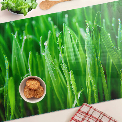 Szklana deska do krojenia Trawa z kroplami wody