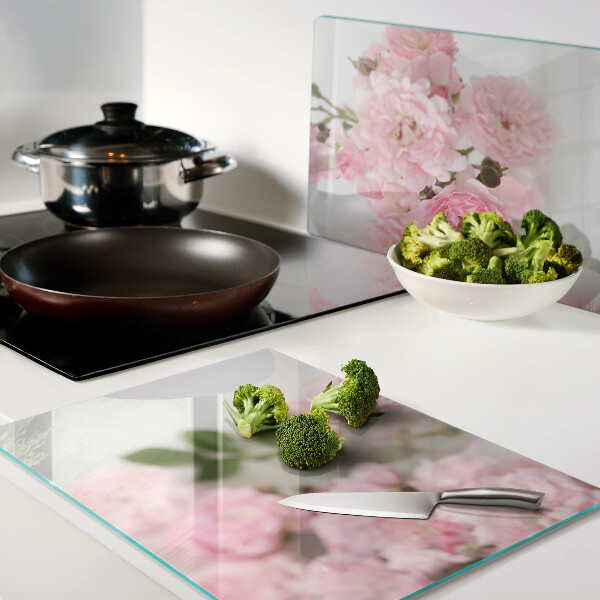 Szklana deska do krojenia Różowe kwiaty w wazonie