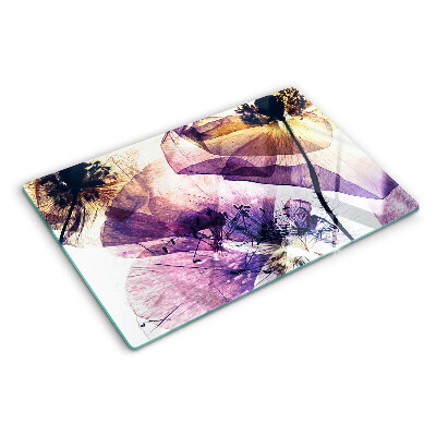 Szklana deska kuchenna Kwiaty w odcieniach fioletu i żółci