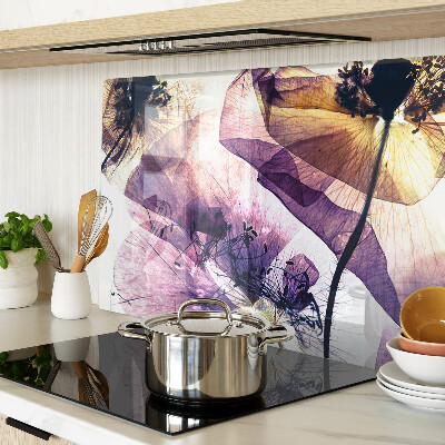 Szklana deska kuchenna Kwiaty w odcieniach fioletu i żółci