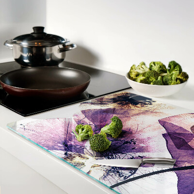 Szklana deska kuchenna Kwiaty w odcieniach fioletu i żółci