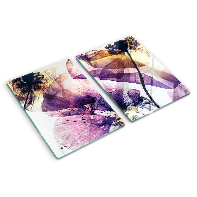 Szklana deska kuchenna Kwiaty w odcieniach fioletu i żółci