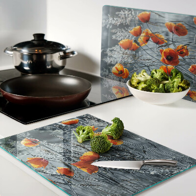 Deska kuchenna szklana Makowy krajobraz w szarościach