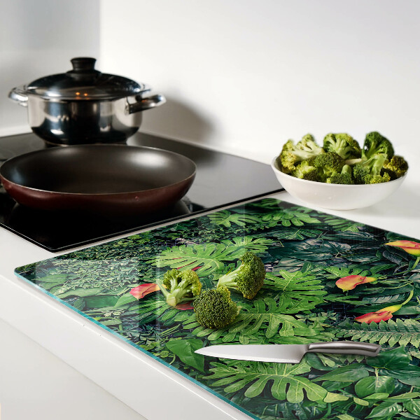 Deska kuchenna szklana Tropikalna dżungla z kwiatami