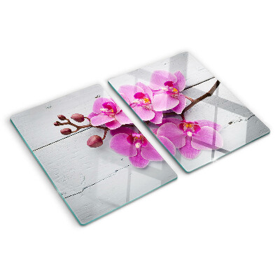 Glazen snijplanken Orchideeën op een witte achtergrond