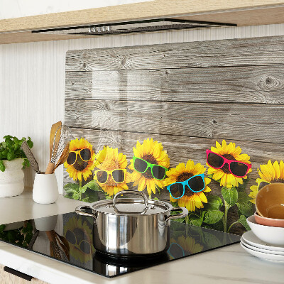 Szklana deska kuchenna Słoneczniki w okularach przeciwsłonecznych