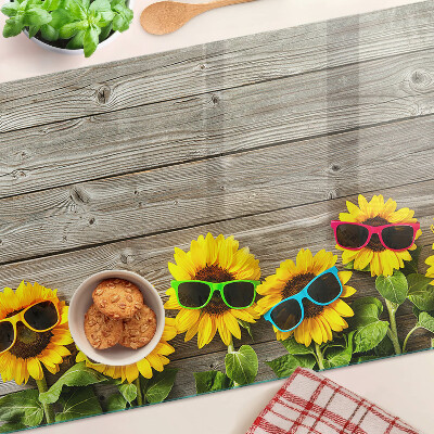 Szklana deska kuchenna Słoneczniki w okularach przeciwsłonecznych