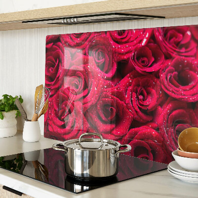 Snijplanken glas Rozen in een intense roze kleur