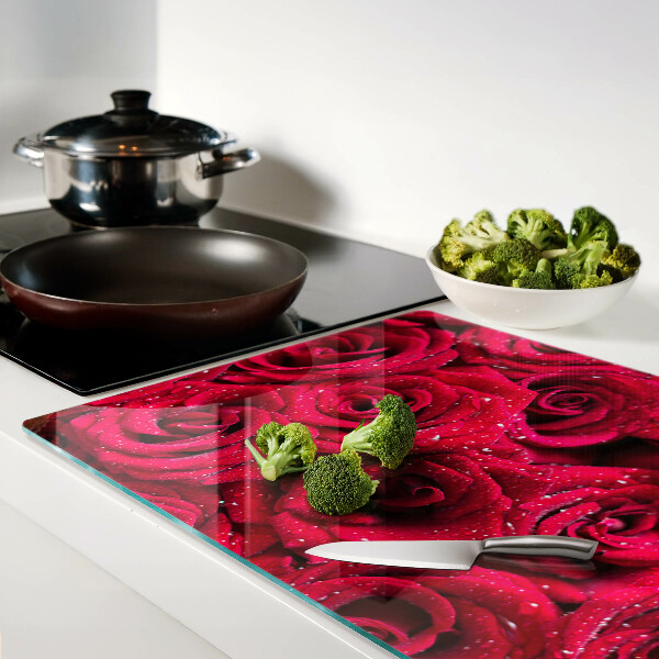 Szklana deska kuchenna Róże w intensywnym różowym kolorze