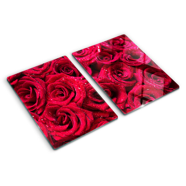 Szklana deska kuchenna Róże w intensywnym różowym kolorze