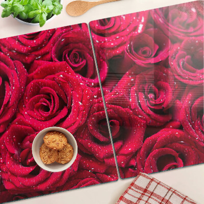 Snijplanken glas Rozen in een intense roze kleur