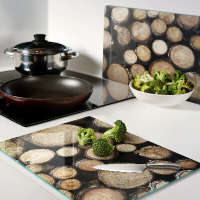 Deska kuchenna szklana Kłody drewna w przekroju