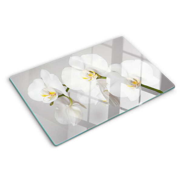 Deska kuchenna szklana Orchidee na tle lustrzanym