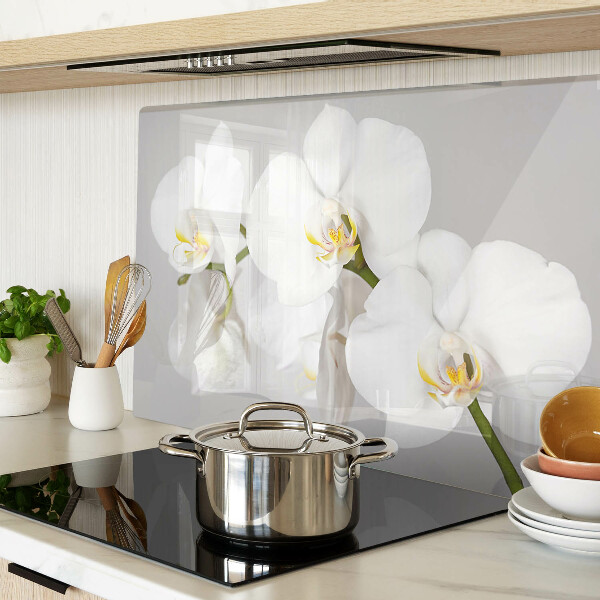 Deska kuchenna szklana Orchidee na tle lustrzanym